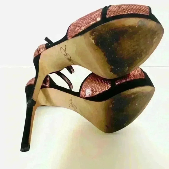 SAM EDELMAN PINK  SEQUINS HEELS SHOES - Picture 6 of 9